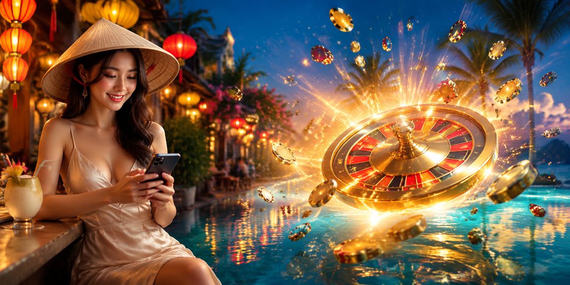 Người chơi tại Hà Nội thưởng thức roulette trực tuyến với nón lá truyền thống Việt Nam