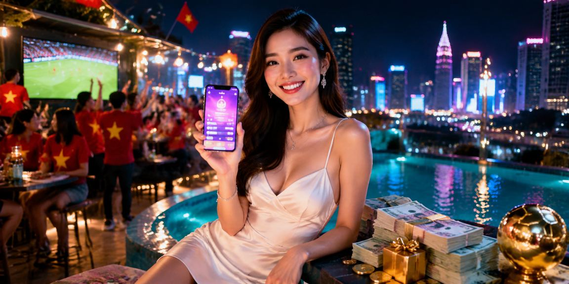Ánh đèn neon TP. Hồ Chí Minh về đêm phản chiếu trên giao diện live casino cashback VIP