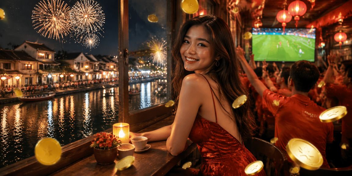 Người hâm mộ thể thao tại Hội An xem kèo bóng đá trực tuyến bên ly cà phê buổi tối