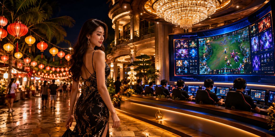 Người xem esports tại chợ đêm Phú Quốc theo dõi giải đấu VCS trên điện thoại